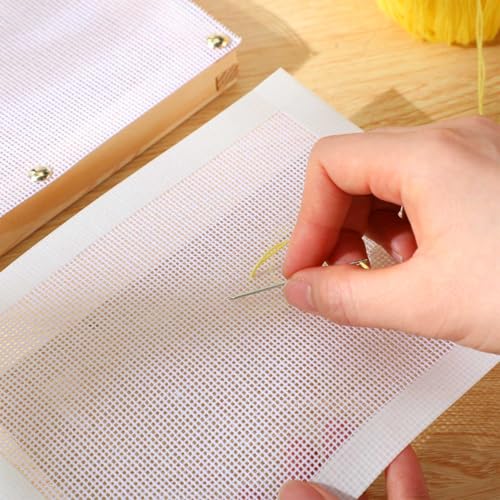 Image of Knitgrip 2 Pack Needlepoint Canvas 14 Mesh 18 x 14 Inch Blank White Canvas Polyester Cotton Needlepoint Mesh Twist Interlock for Embroidery Blanks DIY Knit Crochet Projects Make Dividers