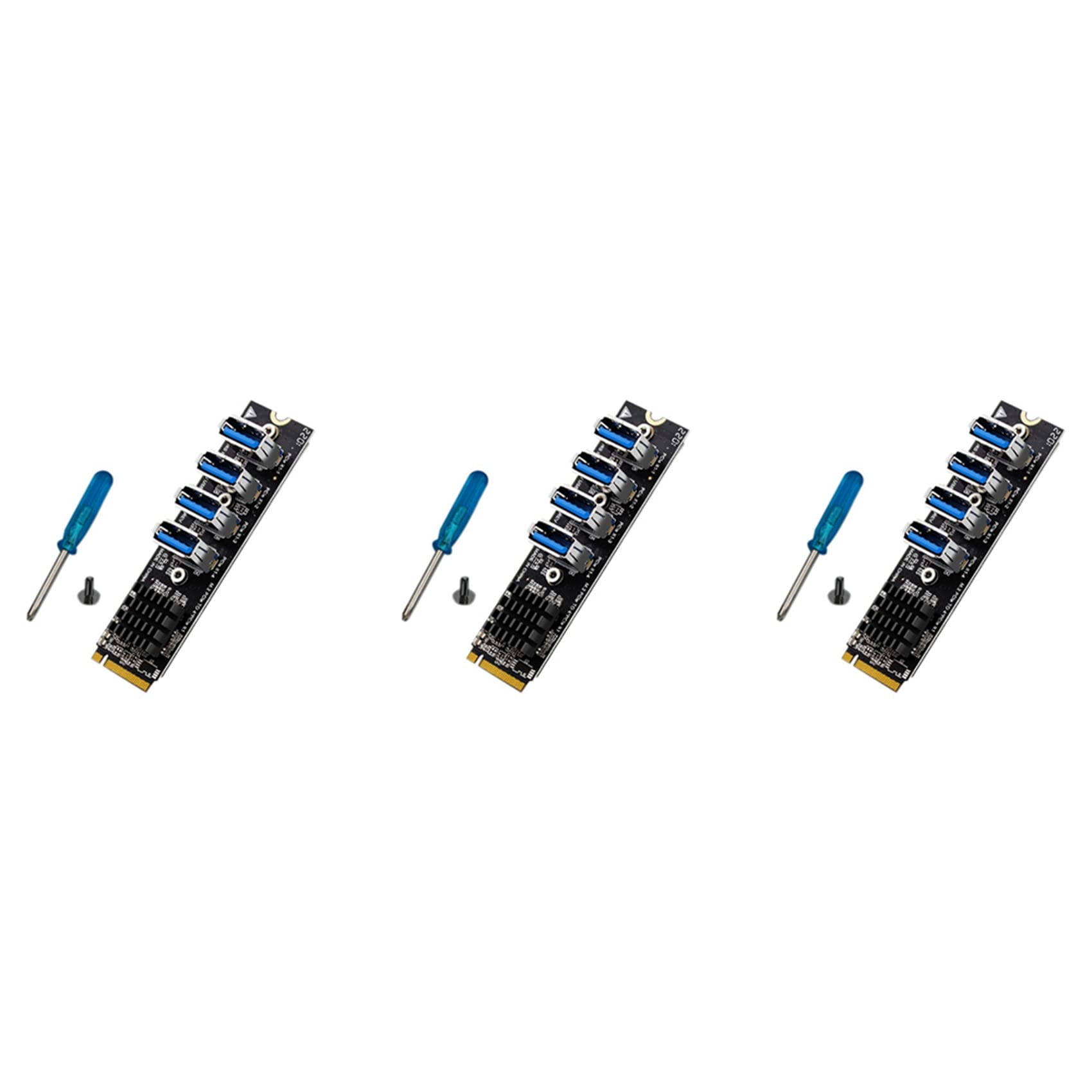 Lot de 3 cartes d'extension M.2 M-Key PCie M.2 vers Pci-E X1 4 ports USB 3.0 pour carte graphique ASM1184E M.2