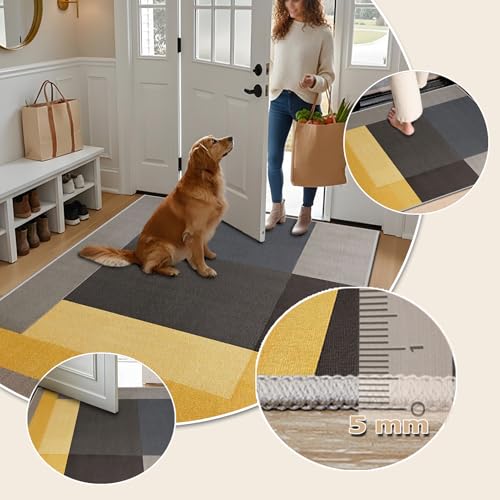 Tapis de salon géométrique 160 x 210 cm à poil ras pour grand séjour - 4