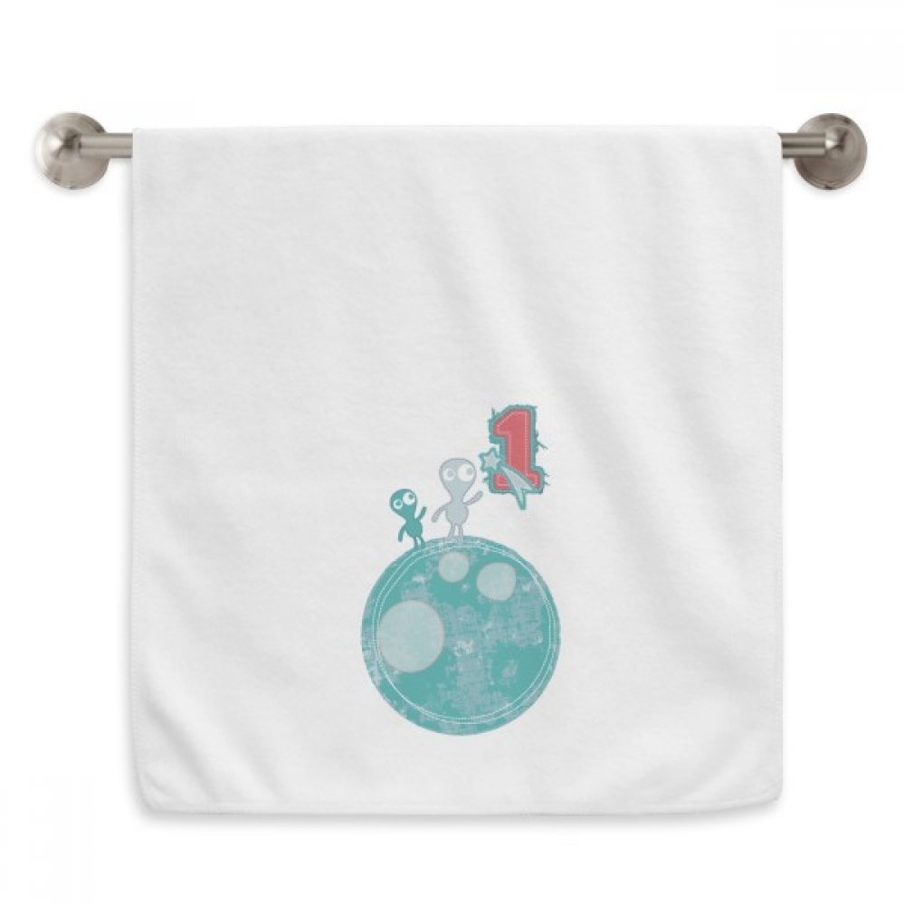 Serviette moelleuse Univers et Monster Alien 33x74 cm | Débarbouillette blanche pour le visage