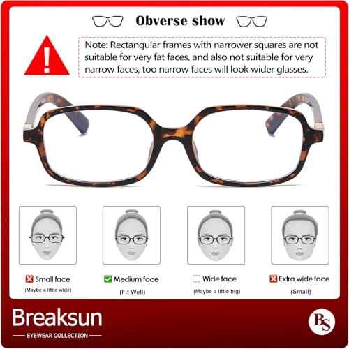 Image of Breaksun Retro Rectangle Glasses for Women Men Small Square Blue Light Blocking Glasses Vintage Eyeglasses
