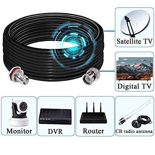 TUOLNK BNC Jumper Cable RG58 BNC Male to BNC Female Bulkhead Low Loss 50 ohm CB Radio Coax Cable 32.8FT(10M) Wifi Antenna Extension Cable for HAM Radio Antenna Security CCTV System - Image 2