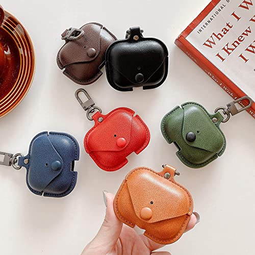 Image of PEFKO PSS121 AirPods Pro Soft Silicone Protective Case 3D Design Shockproof Case Cover with Anti-Lost Metal Keyring Compatible for Apple AirPods Pro (Black [ Leather ])