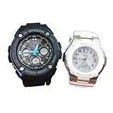 [カシオ]CASIO ペアウォッチ G-SHOCK Gショック BABY-G ベビーG 電波ソーラー 純正ペアケース入り 2本セット アナデジ GST-W300G-1A2JF BGA-1100GR-7BJF 腕時計[国内正規品]