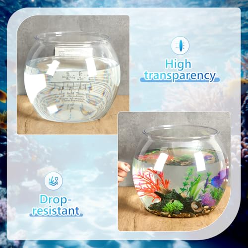 Image of 3 Gallon Plastic Betta Fish Bowl with 6 Pcs Artificial Plastic Plants and 500g Decorative Gravel, Betta Fish Tank and Decoration Accessories Small Large Bowl Ornaments Starter Kit