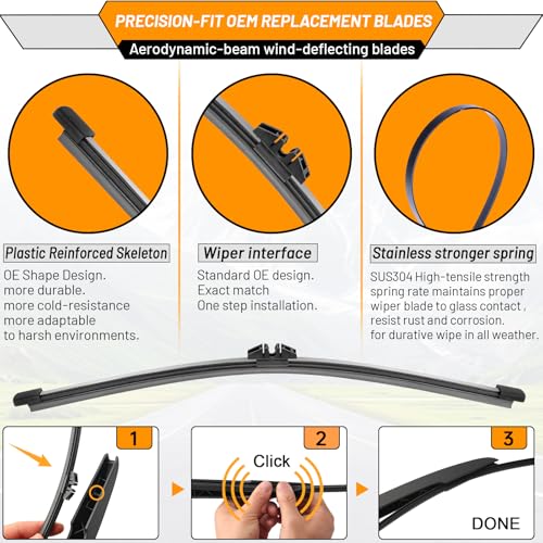 Image of OEM Windshield Wiper Blade Replacement for Mini Cooper Countryman 2017 2018 2019 2020 2021 2022 2023 Original Equipment All-Season Rear Wiper Blade Set 23+21+10 (Set of 3)