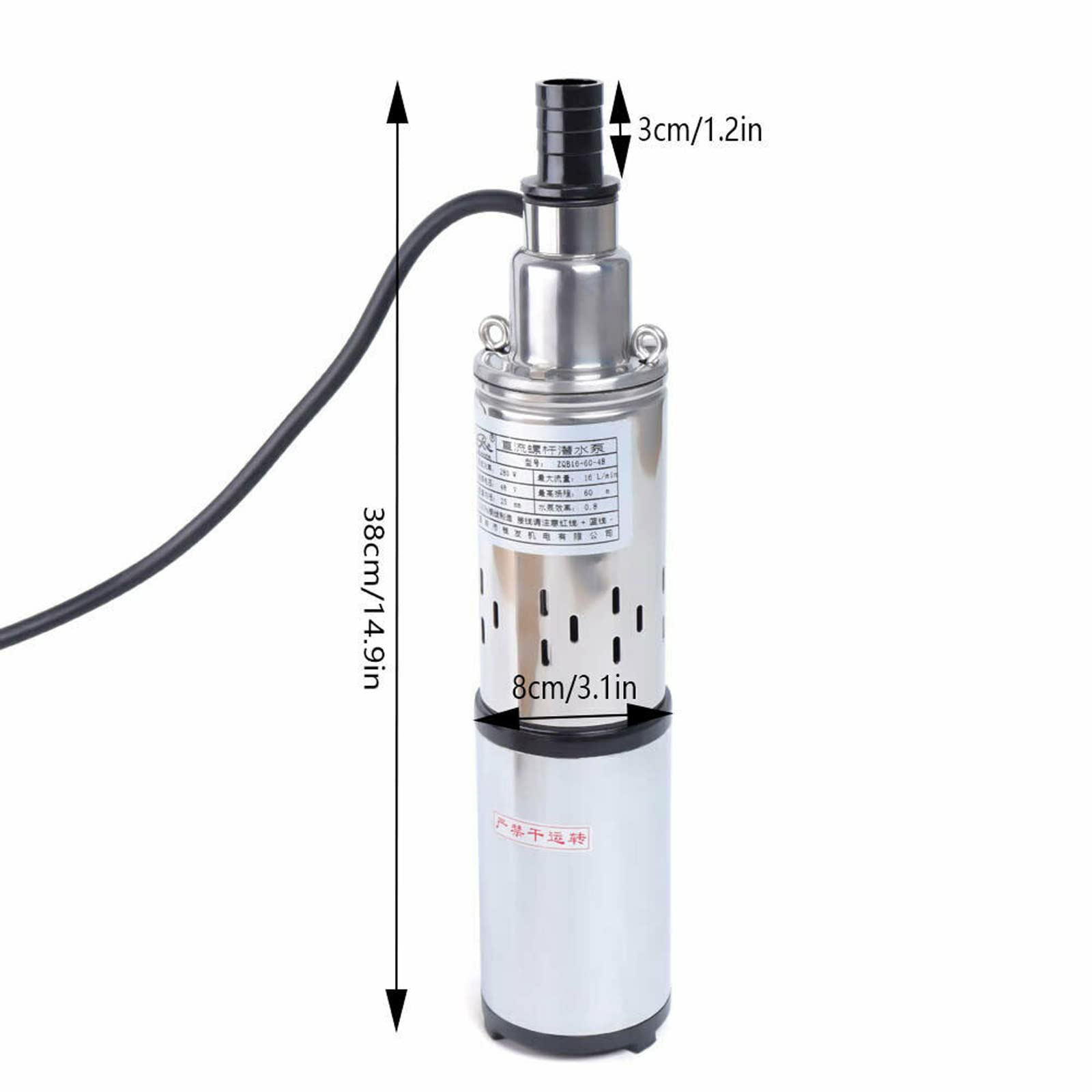 Bomba solar para pozos profundos, 16 l/min, bomba de agua solar, sumergible, 280 W, acero inoxidable, bomba sumergible, 48 V