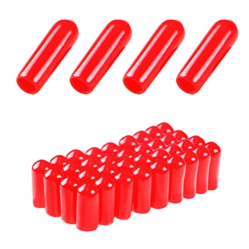 Rubber Round End Cap Cover 1/8 Inch (2.5mm) Screw Thread Protectors PVC Flexible Tubing Pipe Protective Bolt Screw Thread Protector Safety Cover | for Pipe Post Tubing Rod Cover 50 Pcs (Red)