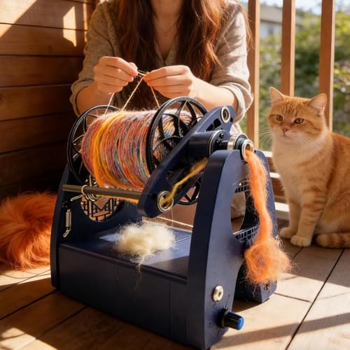 lealovengzh 2026 Electric Yarn Spinner with Foot Pedal & 3 Bobbins 1000RPM Spinning Wheel for Wool Silk Fiber - Adjustable Speed Quiet Motor Portable 12V DC Perfect for Beginners & Experts
