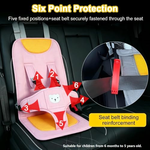 Image of Portable Baby Travel Booster Seat Foldable Linen Car Seat 6M-5Y | Portable Foldable Baby Travel Booster Seat Linen Fabric Breathable Lightweight Secure Straps For Car Train Airplane