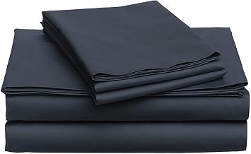 Best Hypoallergenic Home Bed Sheet Sets Navy Blue California King Size 4 Piece Bed Sheet Set Real 100% Pure Organic Cotton 600 Thread Count Deep Pocket California King Navy Blue
