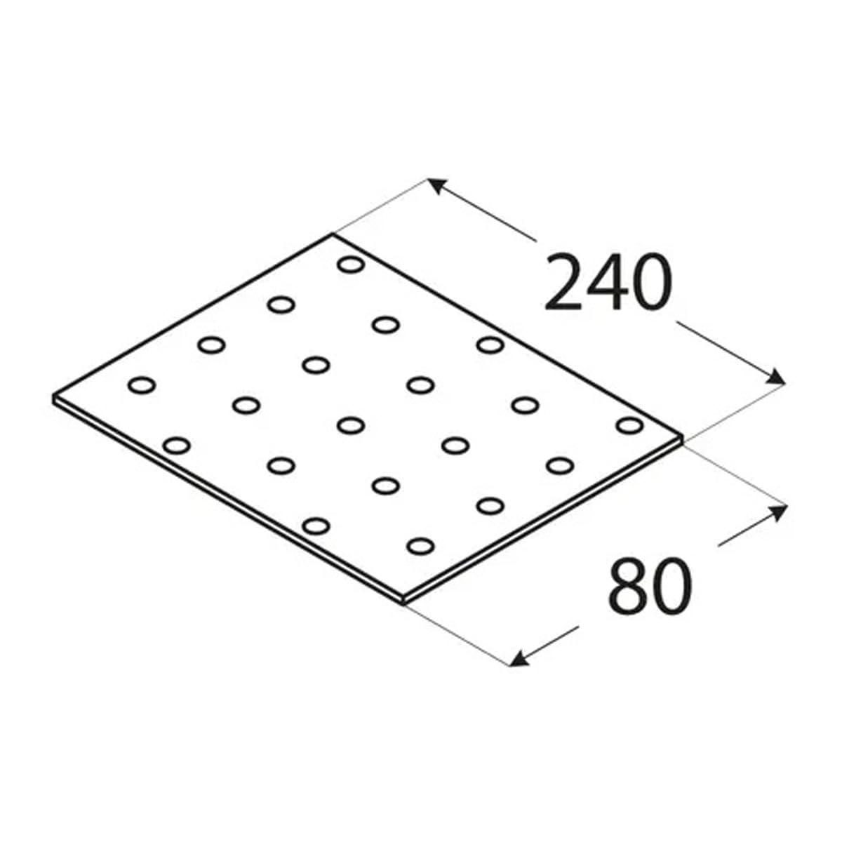 80mm x 240mm Galvanised Perforated Flat Plate Connector Joining Plates Metal Brace Brackets for Wood 2mm Thick Steel PP10 (Pack of 10) L03-06ABC - Image 2