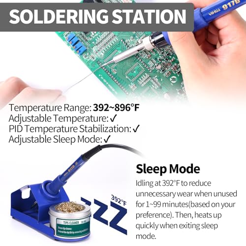 Image of YIHUA 853D 2A USB SMD Hot Air Rework Soldering Iron Station, DC Power Supply 0-15V 0-2A with 5V USB Charging Port and 35 Volt DC Voltage Test Meter