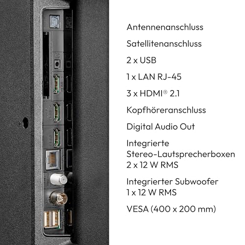 MEDION 163,9 cm (65 Zoll) Fernseher (Smart TV, 4K, Dolby Vision HDR, Prime Video, Disney+, Dolby Atmos, DTS X, kompatibel mit Google TV, PVR, Bluetooth, MD 865400)