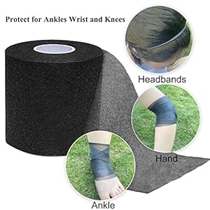 Pre Wrap Tape Athletic,3 Rolls X 22 Yards Black Prewrap Headbands for Hair,Foam Underwrap Sports Wrap Pre Wrap Tape Athletic3 Rolls X 22 Yards Black Prewrap Headbands for HairFoam Underwrap Sports Wrap