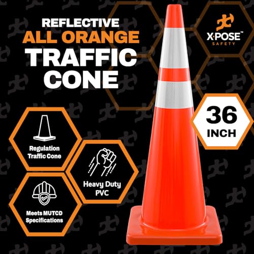 Image of Xpose Safety 36 Inch Orange Traffic Cones with 6 inch & 4 inch Collars