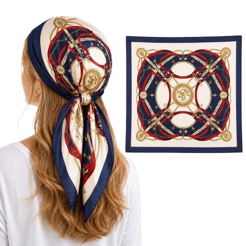 Satin Square Head Scarf for Women, Floral Printed-image-15