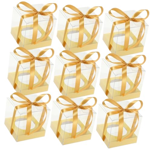 Cabilock 30pcs Clear Cake Boxes Transparent Mousse Dessert Containers with Ribbon for Cake Display and Packing Lightweight and Reusable Pet Material for Events and Gifting