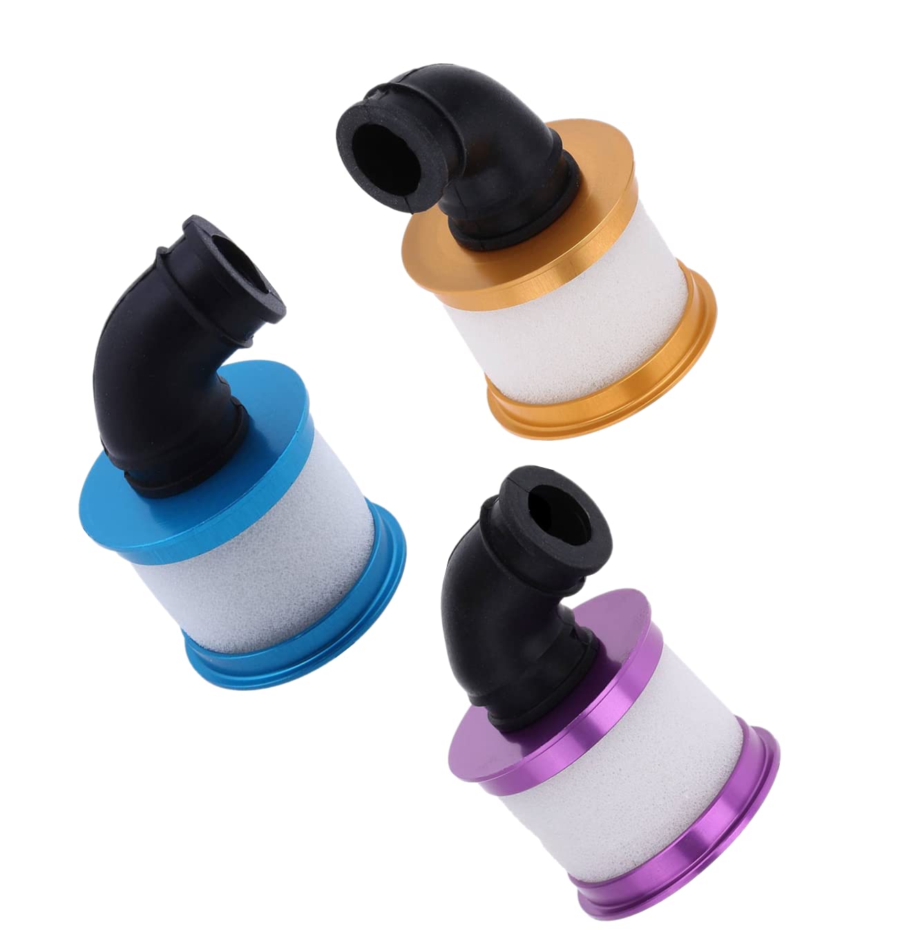 Aluminum RC Air Filter Sponge for 1/10 RC Hobby Model Nitro Car Buggy Truck Upgrades hop-up Parts 3pcs/Set(Blue+Yellow+Purple)