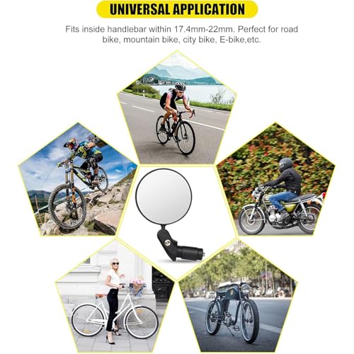 Image of Oblivion Cycle Side Mirror 2 Pc - Adjustable 360 Rotatable Bar End Foldable Convex Rear View Mirror for Bicycle & Bikes - Handlebar Mounted, Safe Cycling Accessory for Road, City & Mountain Hiking
