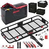 Mockins 48'x18'x6' Folding Hitch Cargo Carrier & 15 CuFt Waterproof Cargo Bag for...