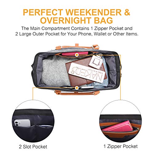 Canvas Travel Duffel Bags Sucipi Weekend Bag with Shoe Compartment for Airplanes Waterproof Overnight Carry on Weekender Duffle Bag Hospital Bags for Labor and Delivery Large PU Leather Tote Bags for Women girls Mommy Bag for Hospital with Toiletry Bag (Large)