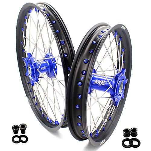 KKE Dirt Bike 21/18 Rims Set Suzuki DRZ400 Blue Hub Black