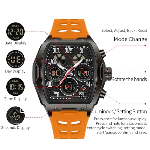Montre homme compte à rebours et double temps résistant à l'eau - 5