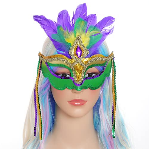 Yookat 2 Pieces Mardi Gras Masquerade Mask Venetian Carnival Mask Masquerade Masks For Carnivals Masquerades Halloween Party (Style1) #TOP4