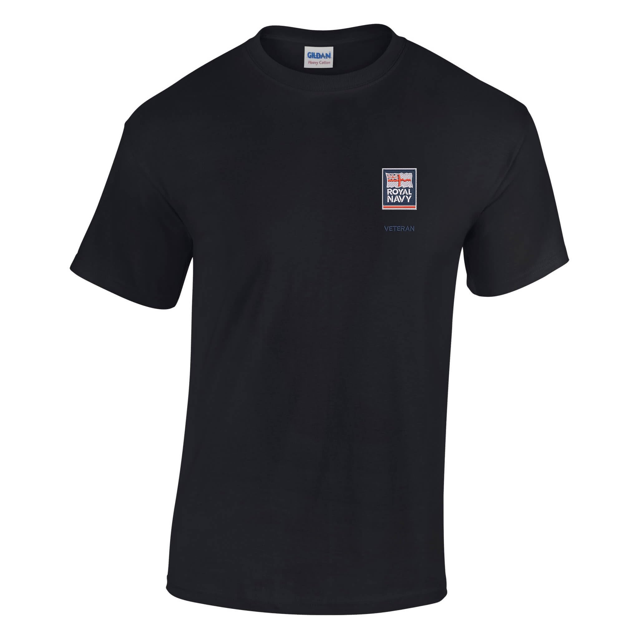The Military Store Men's Black Royal Navy Veteran Embroidered T-Shirt, 3X Large