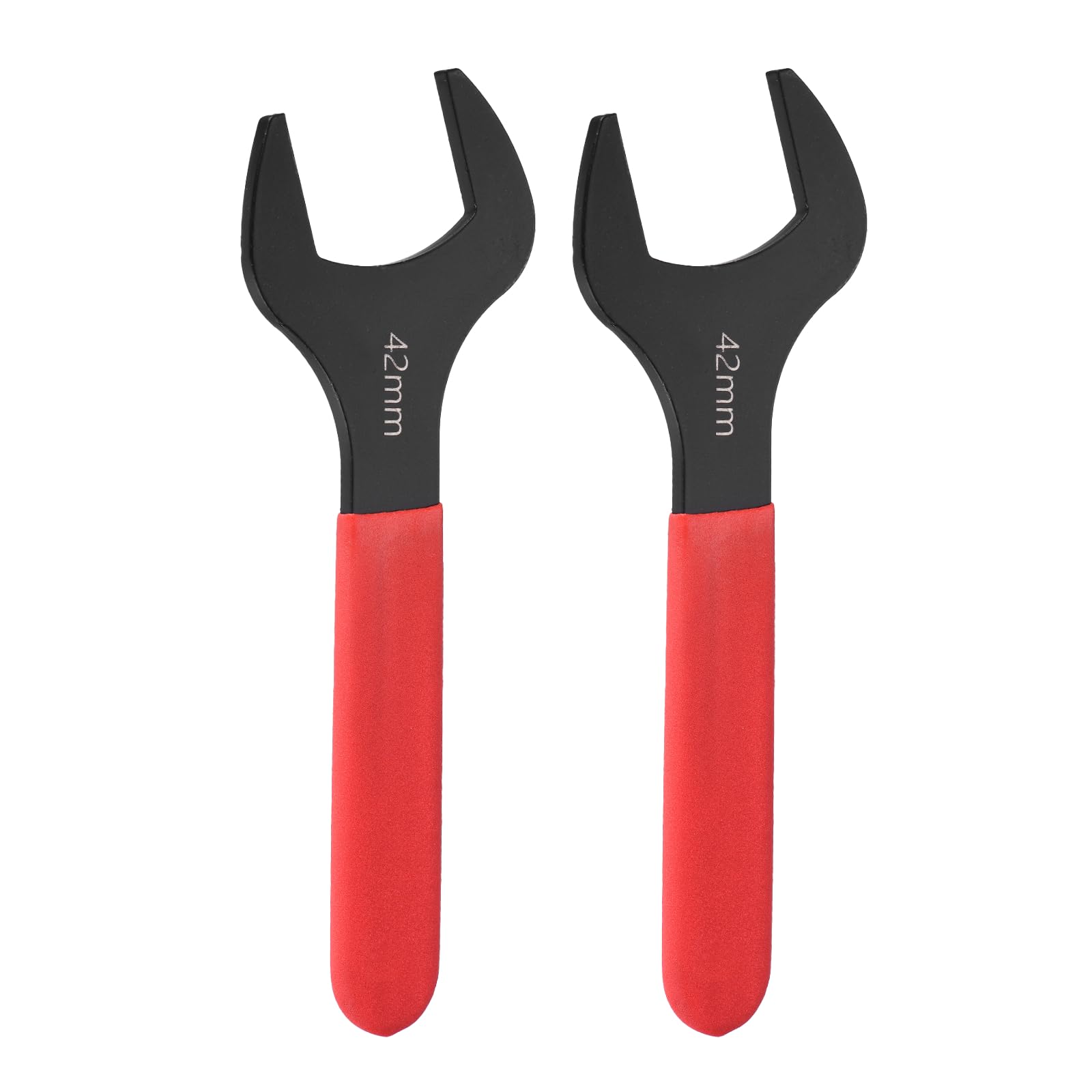 sourcing map 2Pcs Super Thin Single Open End Wrench 42mm Metric Carbon Steel Slim Wrench 15 Degree Angle Open Ended Ultra Thin Mechanic Spanner with Plastic Handle for Tight Space, Red