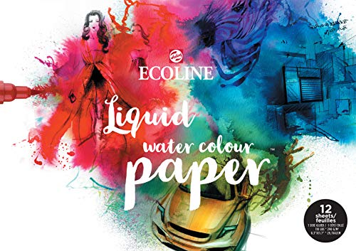 Ecoline Papier DIN A3, 29,7 x 42 cm, blok met 12 vellen, 1-zijdig verlijmd, aquarelpapier, tekenpapier, 290 g/m²