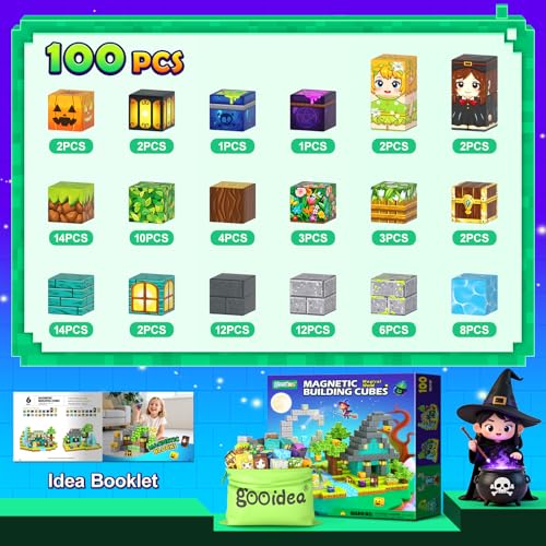 Image of Magnetic Blocks - 100PCS 0.8 inch Building Cubes Mine Magnet World Craft Set