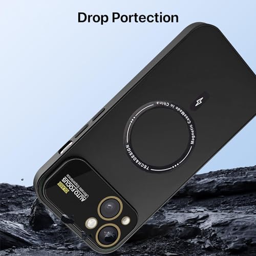 Image of Vaku Luxos Premium Silicon Polarized Back Cover for iPhone 15 Texture Full Lens Protection Silicon Case Scratch Resistant Slim Thin Military-Grade Protection - Black