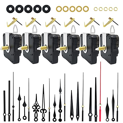 LURICO 6 Pièces Mécanisme d'Horloge, Mécanisme de Mouvement d'Horloge, Kit de Mécanisme de Mouvement d'Horloge à Quartz à Couple Élevé Mécanisme avec Différentes Aiguilles d'Horloge Mécanisme