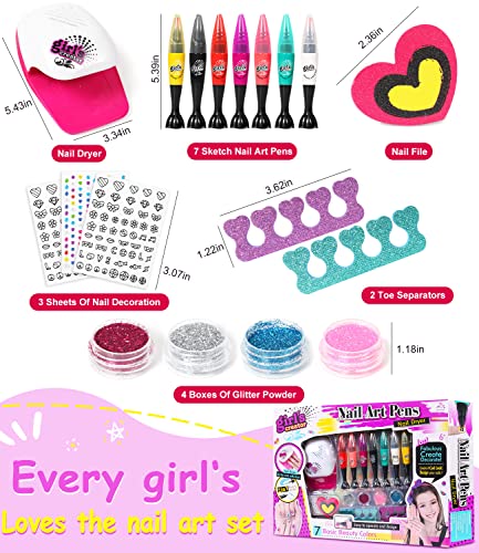 Major Dijit Nail Art Kit For Girls - Girls Nail Polish Set With Nail Dryer, Glitter, Nail Stickers, Cute Nail File, Makeup Manicures Decoration Birthday Party Gifts For Girls Ages 6-12 #TOP5