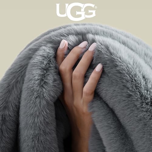 Manta UGG Euphoria Throw Blanket, de piel sintética suave, 50" x 70", Azul miniatura 4