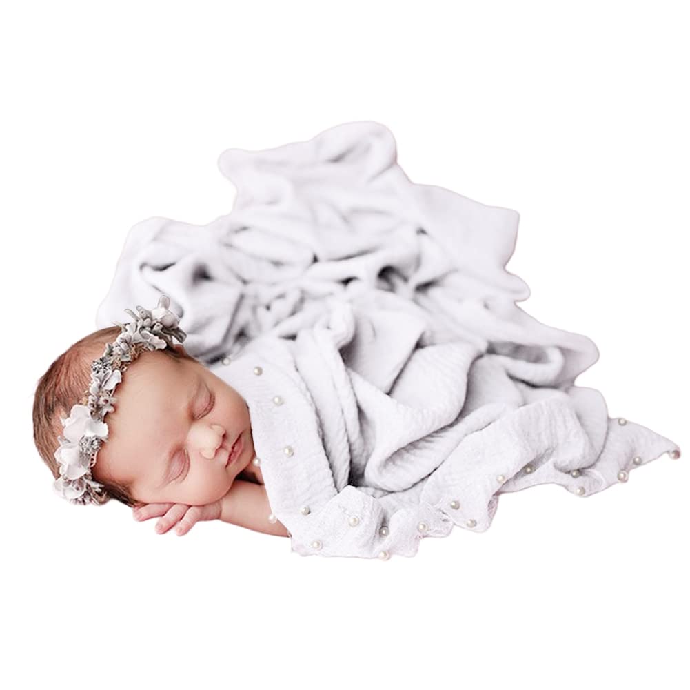 Uposao Newborn Photo Props Baby Photography Stretch Wraps Scarf Long DIY Beaded Wavy Wrap Blanket for Baby Boys and Girls Decoration