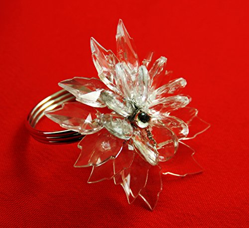 Quaeas Qn16102502 Clear Crystal Flower Napkin Ring,Wedding Napkin Ring, 12 Pcs Set #TOP5