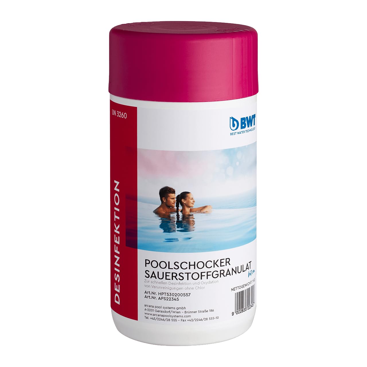 BWT Poolschocker Sauerstoffgranulat 1 kg | chlorfreie Schockdesinfektion |spaltet aktiven Sauerstoff ab | chlorfrei & geruchlos | ideal für Erst- & Stoßbehandlung | wöchentliche Erhaltungungsdosierung