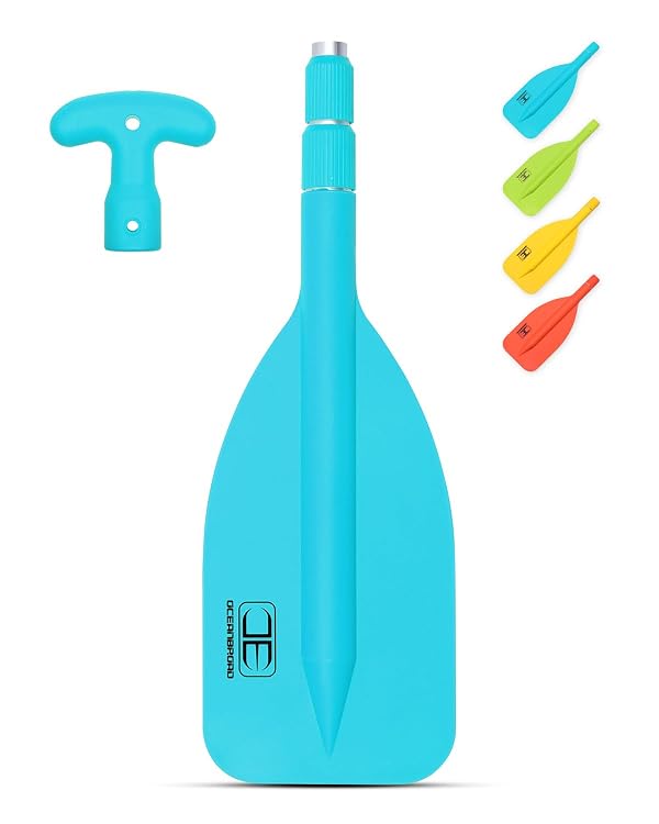 OCEANBROAD Telescoping Emergency Paddle 21''-42''（Assembling Required） Collapsible Paddles Aluminium Shaft for Kayaking Boating Canoeing River Tubing, Blue, 4 Paddles by OCEANBROAD - Used condition - US$30.29
