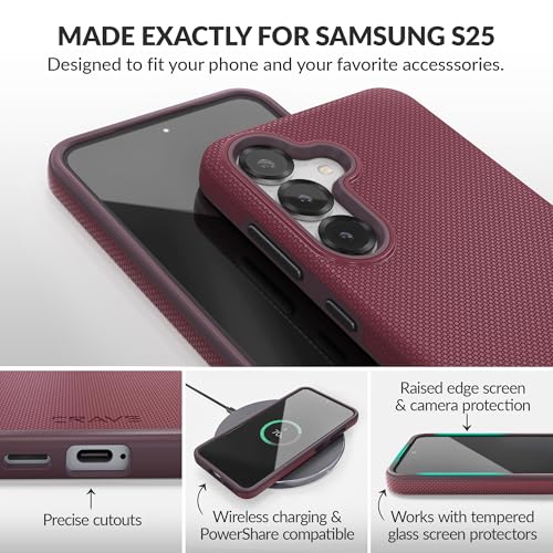 Image of Crave Compatible with Samsung Galaxy S25 Case (6.2 inch), Slim Fit, Shockproof Dual Layer Grip, Wireless Charging Compatible - Berry