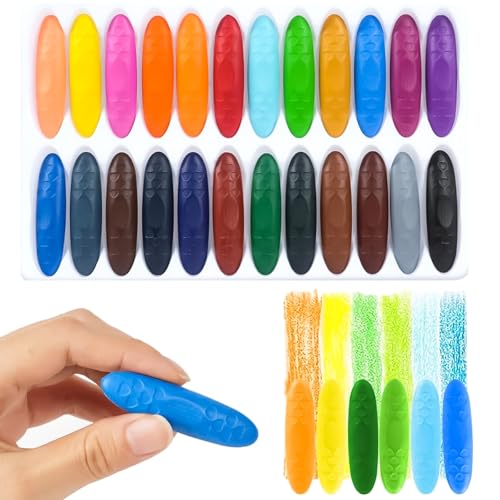 24 Crayons De Couleur Arachide Pour Tout-petits - Non Toxiques, Lavables & Faciles à Tenir