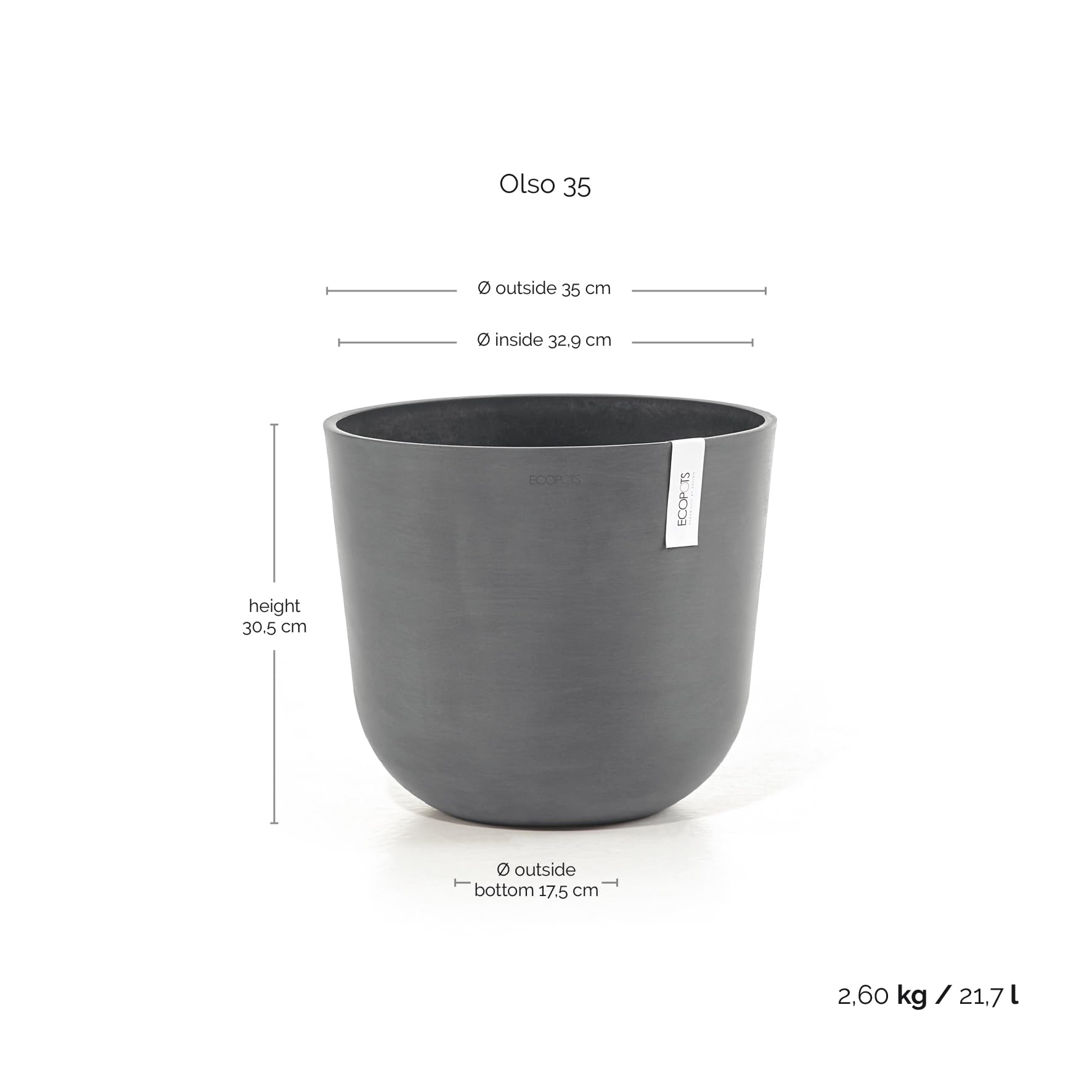 Amazon.com: Ecopots Oslo Durable Modern Round Indoor/Outdoor