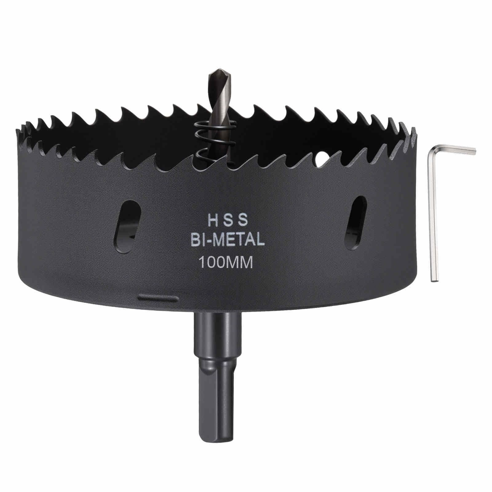 CoCud 3-15/16"(100mm) Hole Saw, M42 Bi-Metal Hex Shank Hole Cutters Drill Bit with Spring