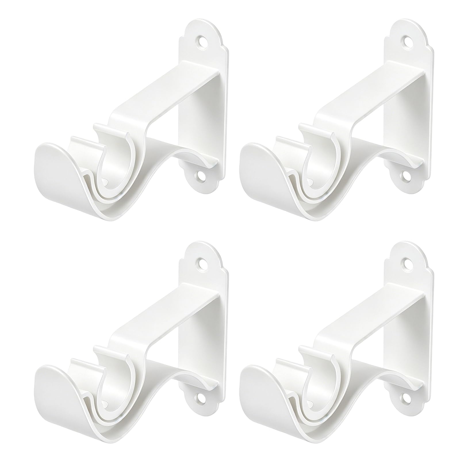 of 4 Single Curtain Rod Holders Iron Wall and Ceiling Mount Drape Poles Brackets Fit 22 / 28mm Rods for Home Offices Curtain Poles Holders