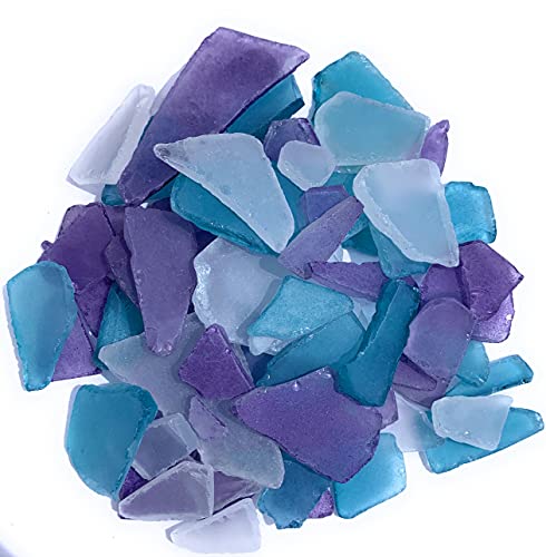 Sea Glass Craft - Beach Glass Craft - 11 Oz Purple, Caribbean Blue and White Mix - Sea Glass DÃ©cor - Sea Glass Vase Filler - Sea Glass Crafting - Bag of Sea Glass - Craft Glass Vase Fillers Glass