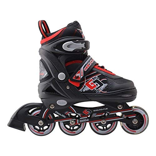 {Patines en Línea Adulto 41 Patines Tante Tina Patines en línea Profesionales con Luces para niños y Adultos - Talla Ajustable - Negro/Rojo - Talla L (38-41)