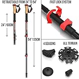 MAXBONA Trekking Poles Collapsible for Hiking – Nordic Walking Sticks of Carbon Fiber – Anti Shock, Ultra Strong & Lightweight w/Sweat Absorbing Natural Cork & EVA Grips – All Terrain Tips/Carry Bag