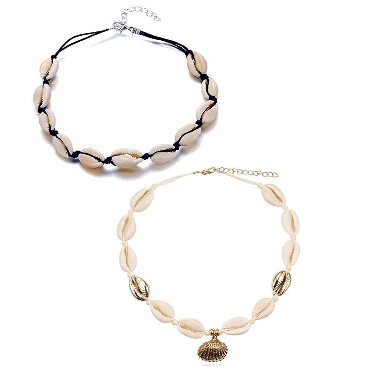 OOMPH Jewellery Combo of 2 White Black & Gold Sea Shell Bohemian Beachwear Fashion Choker Necklace For Women & Girls Stylish Latest (NYJ110NYJ111_AOR1) (B0C9MNQDGC) Amazon Price History, Amazon Price Tracker
